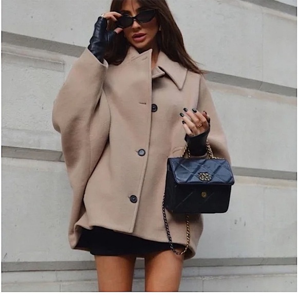 New Zara camel coat batwing jacket - Picture 11 of 14